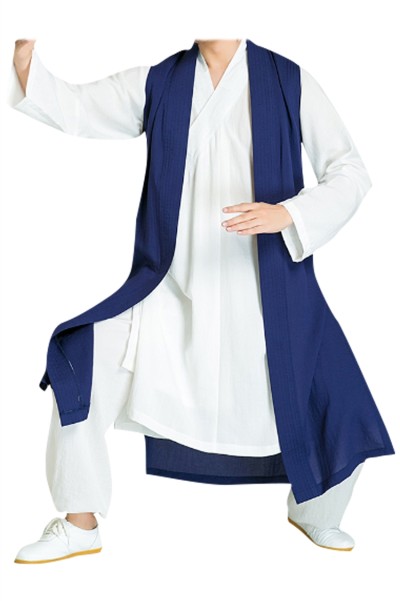 Chinese Style Men's clothes, civilian clothes, linen Han clothes, men's ancient clothes, Zen clothes, robes, Taoist robes, Chinese style long shirts, Kung Fu shirts, drama clothes SKF002 detail view-1
